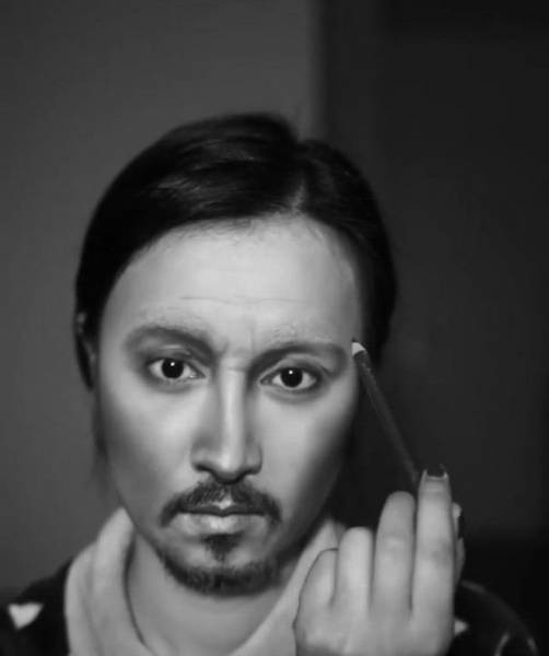 Как китаянка превратилась в Джонни Деппа за 10 шагов с помощью макияжа Интересное