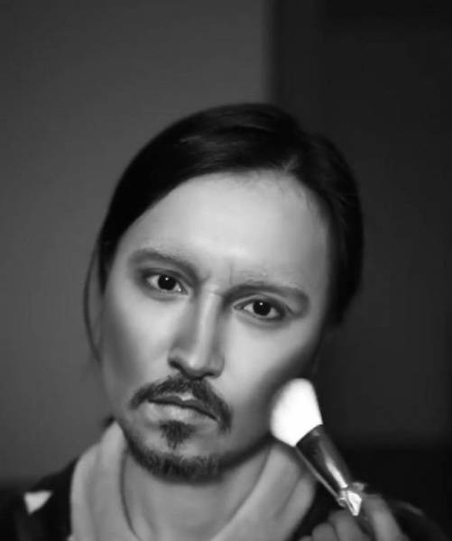 Как китаянка превратилась в Джонни Деппа за 10 шагов с помощью макияжа Интересное